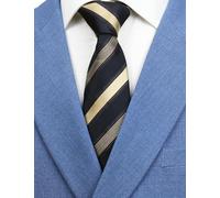 WITZROYS Men's Classic Stripe Jacquard Woven Necktie Wedding Dress Suit Neck tie Regular size + Gift box, Brown and Old Gold, Default Size