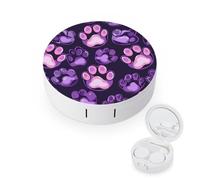 WIUFHFR Contact Lens Case Animal Paws Patterns Purple Portable Contact Case with Mirror Tweezers for Daily Use