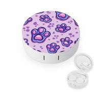 WIUFHFR Contact Lens Case Animal Paws Patterns Purple Portable Contact Case with Mirror Tweezers for Daily Use