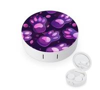 WIUFHFR Contact Lens Case Animal Paws Patterns Purple Portable Contact Case with Mirror Tweezers for Daily Use