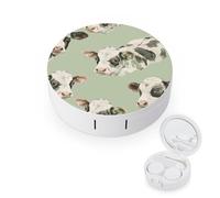 WIUFHFR Contact Lens Case Cute Cows Watercolor Pattern Portable Contact Case with Mirror Tweezers for Daily Use