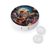 WIUFHFR Contact Lens Case Cute Frog Playing Guitar Butterfly Moon Portable Contact Case with Mirror Tweezers for Daily Use