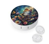 WIUFHFR Contact Lens Case Cute Frog Playing Guitar Butterfly Moon Portable Contact Case with Mirror Tweezers for Daily Use