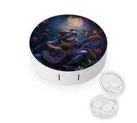 WIUFHFR Contact Lens Case Cute Frog Playing Guitar Butterfly Moon Portable Contact Case with Mirror Tweezers for Daily Use