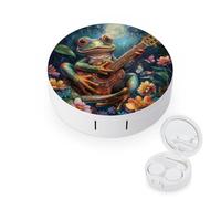WIUFHFR Contact Lens Case Cute Frog Playing Guitar Butterfly Moon Portable Contact Case with Mirror Tweezers for Daily Use