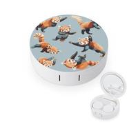 WIUFHFR Contact Lens Case Cute Red Pandas Portable Contact Case with Mirror Tweezers for Daily Use