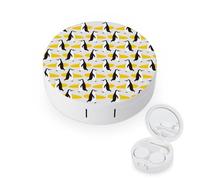 WIUFHFR Contact Lens Case Penguins Surfing Surfboard Pattern Portable Contact Case with Mirror Tweezers for Daily Use