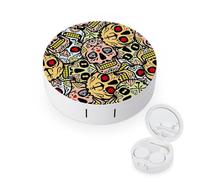 WIUFHFR Contact Lens Case Sugar Skull Pattern Portable Contact Case with Mirror Tweezers for Daily Use