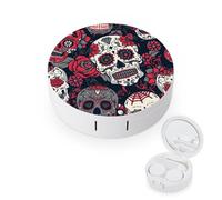 WIUFHFR Contact Lens Case Sugar Skull Portable Contact Case with Mirror Tweezers for Daily Use