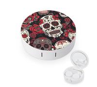 WIUFHFR Contact Lens Case Sugar Skull Portable Contact Case with Mirror Tweezers for Daily Use
