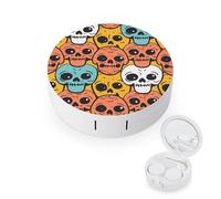 WIUFHFR Contact Lens Case Sugar Skulls Patterns Portable Contact Case with Mirror Tweezers for Daily Use