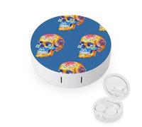 WIUFHFR Contact Lens Case Sugar Skulls Patterns Portable Contact Case with Mirror Tweezers for Daily Use