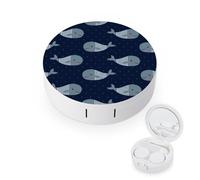 WIUFHFR Contact Lens Case Whales Polka Dot Pattern Portable Contact Case with Mirror Tweezers for Daily Use