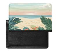 WIUFHFR Passport Holder for Travel Beach Side Flip Landscape Pu Leather Passport Cover Case with Card Slot