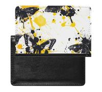 WIUFHFR Passport Holder for Travel Butterflies Pattern Yellow Pu Leather Passport Cover Case with Card Slot