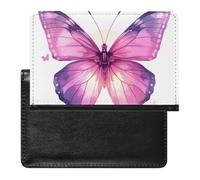 WIUFHFR Passport Holder for Travel Butterfly Gradient Pink Purple Pu Leather Passport Cover Case with Card Slot