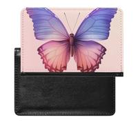 WIUFHFR Passport Holder for Travel Butterfly Gradient Pink Purple Pu Leather Passport Cover Case with Card Slot