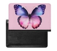 WIUFHFR Passport Holder for Travel Butterfly Gradient Pink Purple Pu Leather Passport Cover Case with Card Slot