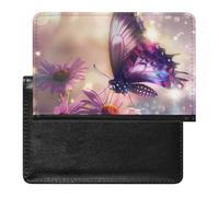 WIUFHFR Passport Holder for Travel Butterfly with Pink Daisies Pu Leather Passport Cover Case with Card Slot