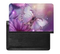 WIUFHFR Passport Holder for Travel Butterfly with Pink Daisies Pu Leather Passport Cover Case with Card Slot