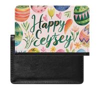 WIUFHFR Passport Holder for Travel Colorful Easter Eggs Happy Easter Pu Leather Passport Cover Case with Card Slot