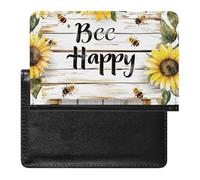 WIUFHFR Passport Holder for Travel Cute Bee Patterns Blossom Sunflowers Pu Leather Passport Cover Case with Card Slot