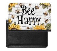 WIUFHFR Passport Holder for Travel Cute Bee Patterns Blossom Sunflowers Pu Leather Passport Cover Case with Card Slot