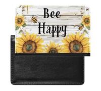 WIUFHFR Passport Holder for Travel Cute Bee Patterns Blossom Sunflowers Pu Leather Passport Cover Case with Card Slot