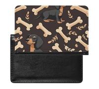 WIUFHFR Passport Holder for Travel Cute Dachshund Dog Bones Pu Leather Passport Cover Case with Card Slot