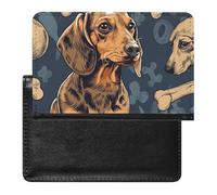 WIUFHFR Passport Holder for Travel Cute Dachshund Dog Bones Pu Leather Passport Cover Case with Card Slot