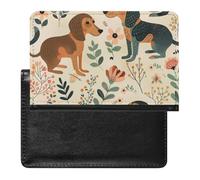 WIUFHFR Passport Holder for Travel Cute Dachshund Patterns Pu Leather Passport Cover Case with Card Slot