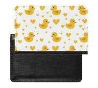WIUFHFR Passport Holder for Travel Cute Ducks and Hearts Love Pattern Pu Leather Passport Cover Case with Card Slot