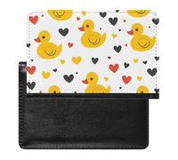 WIUFHFR Passport Holder for Travel Cute Ducks and Hearts Love Pattern Pu Leather Passport Cover Case with Card Slot