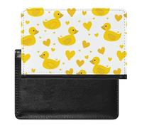 WIUFHFR Passport Holder for Travel Cute Ducks and Hearts Love Pattern Pu Leather Passport Cover Case with Card Slot