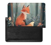 WIUFHFR Passport Holder for Travel Cute Fox Animal Pu Leather Passport Cover Case with Card Slot