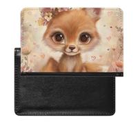 WIUFHFR Passport Holder for Travel Cute Fox Floral Red Hearts Pattern Pu Leather Passport Cover Case with Card Slot