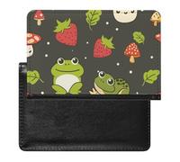 WIUFHFR Passport Holder for Travel Cute Frog Mushroom Strawberry Patterns Pu Leather Passport Cover Case with Card Slot