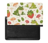 WIUFHFR Passport Holder for Travel Cute Frog Mushroom Strawberry Patterns Pu Leather Passport Cover Case with Card Slot