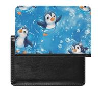 WIUFHFR Passport Holder for Travel Cute Penguins Patterns Pu Leather Passport Cover Case with Card Slot