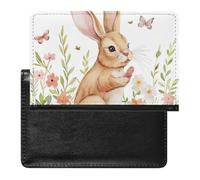 WIUFHFR Passport Holder for Travel Cute Rabbit Floral Butterfly Pu Leather Passport Cover Case with Card Slot