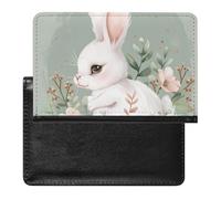 WIUFHFR Passport Holder for Travel Cute Rabbit Floral Flowers Pu Leather Passport Cover Case with Card Slot