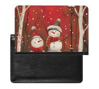 WIUFHFR Passport Holder for Travel Cute Snowman Winter Landscape Pu Leather Passport Cover Case with Card Slot