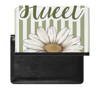 WIUFHFR Passport Holder for Travel Daisy Flower White Green Stripes Pu Leather Passport Cover Case with Card Slot