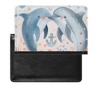 WIUFHFR Passport Holder for Travel Dolphins Love Heart Pattern Pu Leather Passport Cover Case with Card Slot