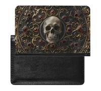 WIUFHFR Passport Holder for Travel Gothic Mandala Skull Pu Leather Passport Cover Case with Card Slot