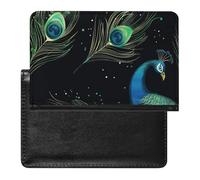 WIUFHFR Passport Holder for Travel Green Peacock Feathers Pattern Pu Leather Passport Cover Case with Card Slot