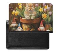 WIUFHFR Passport Holder for Travel Happy Easter Bunny Eggs Pu Leather Passport Cover Case with Card Slot