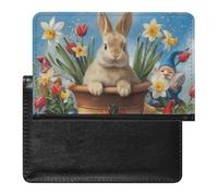WIUFHFR Passport Holder for Travel Happy Easter Bunny Eggs Pu Leather Passport Cover Case with Card Slot