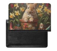 WIUFHFR Passport Holder for Travel Happy Easter Bunny Eggs Pu Leather Passport Cover Case with Card Slot