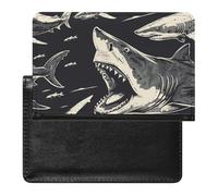 WIUFHFR Passport Holder for Travel Sharks Pattern Pu Leather Passport Cover Case with Card Slot